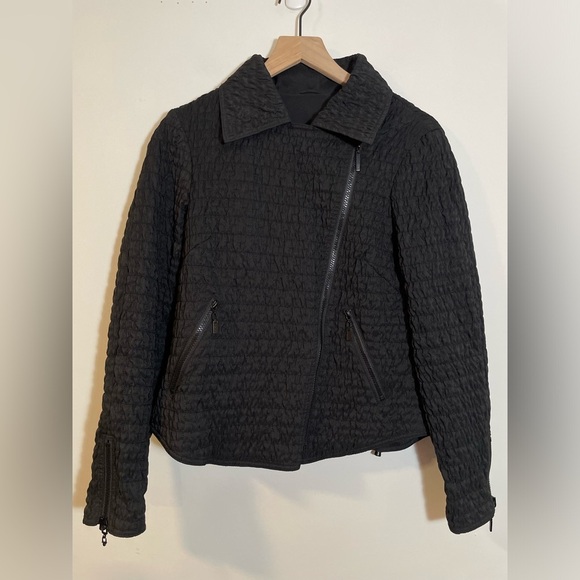 MYCRA PAC ONE Black Reversible Quilted Moto double Diagonal Zip Size 6-8 USA - Picture 1 of 15